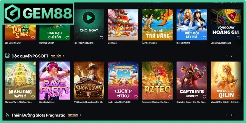 Nổ Hũ Gem88 - Khám Phá Sảnh Game Săn Jackpot Uy Tín 2 Nhóm sản phẩm quay hũ cộng dồn