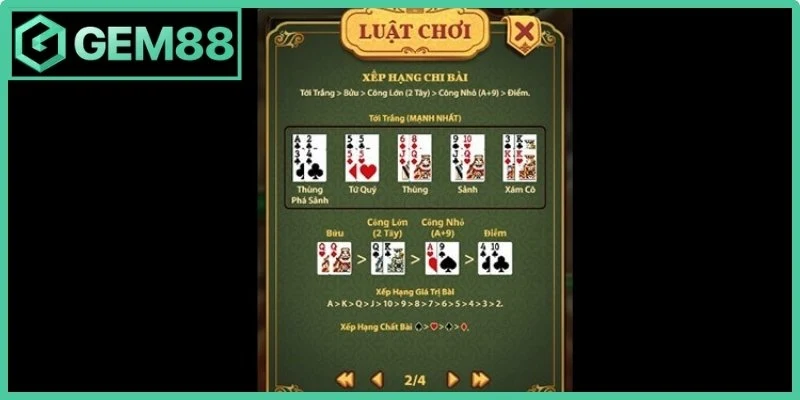 Cách Chơi Bài Bửu 4 Lá Gem88 - Cẩm Nang Chuẩn Xác Nhất 2 Quy tắc so gang và xếp tụ chi tiết dành cho newbie