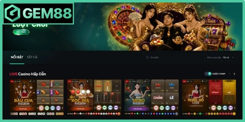 Sảnh Live Casino Gem88 mang lại sự chân thực 